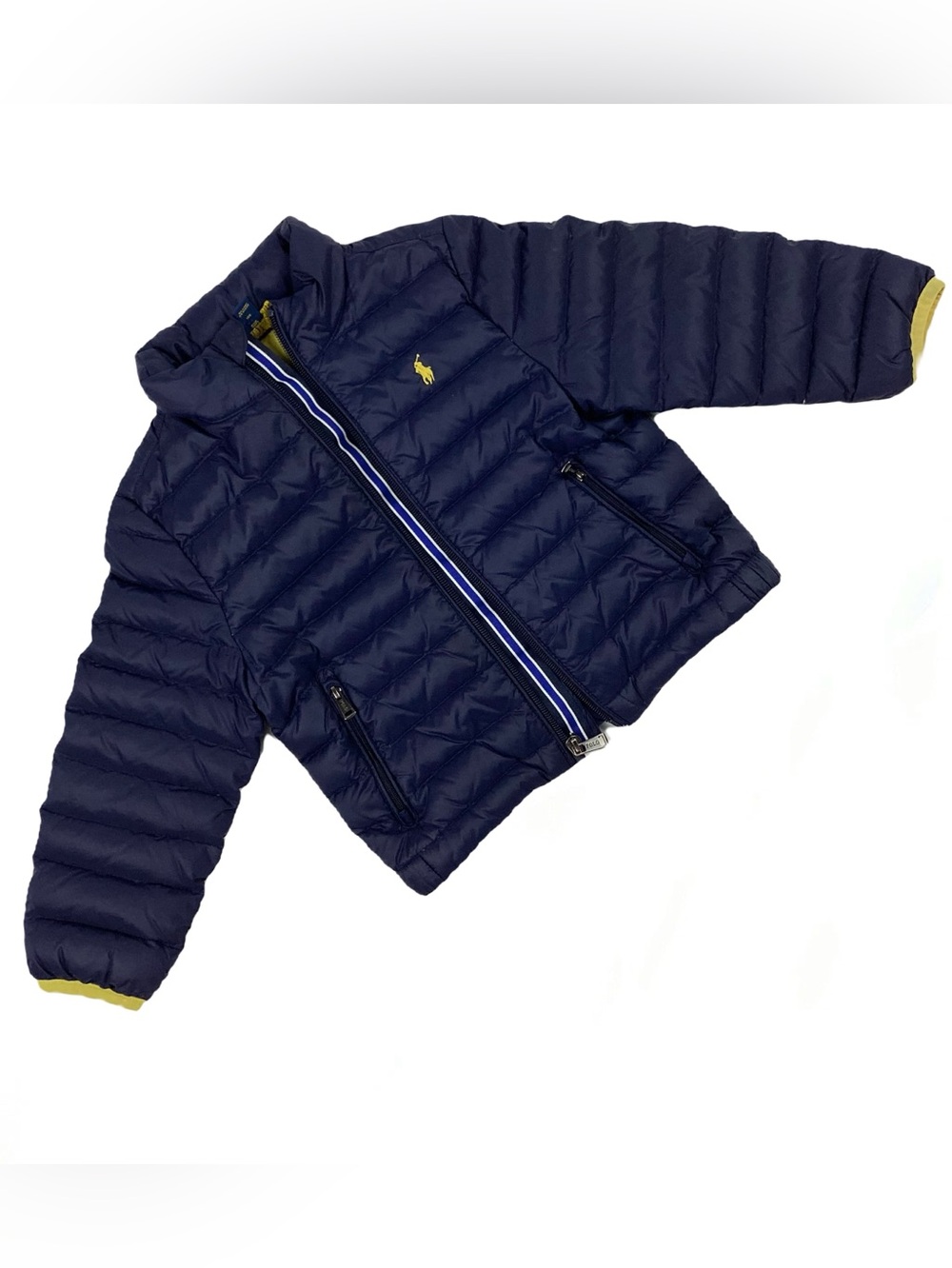 Ralph Lauren Navy Puffer Jacket with Yellow Trim size 3T